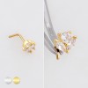 HEART FLOWER MARQUISE PETAL 316L SURGICAL STEEL L-SHAPE NOSE RING